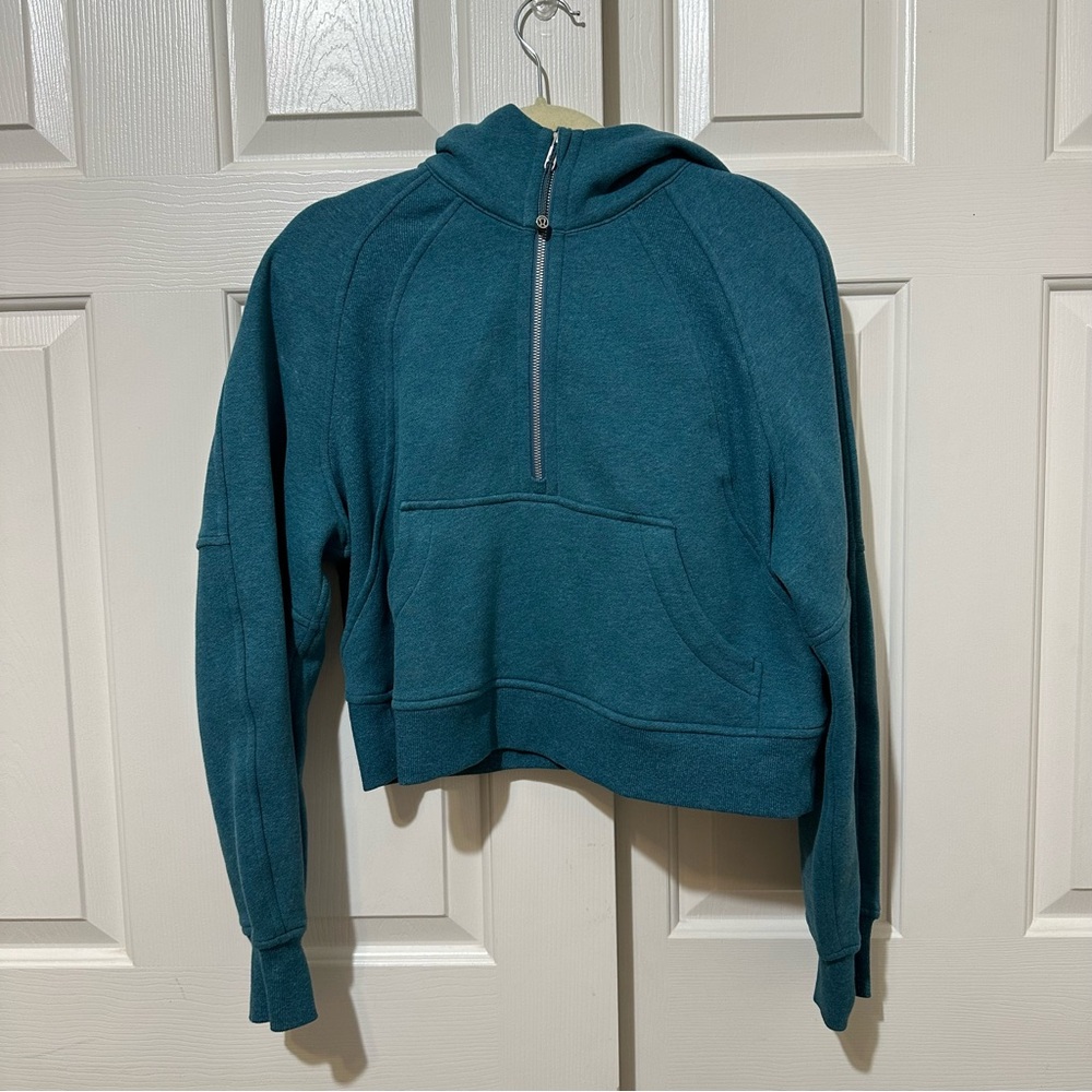 Lululemon Scuba Oversized 1/2 Zip Hoodie Heathered Desert Teal Size XS/S EUC